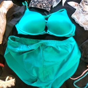 Victoria secret satin teal set